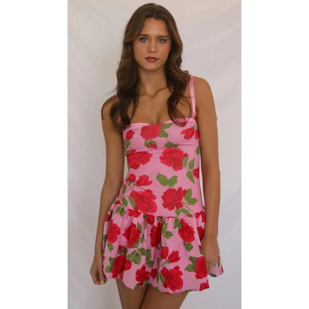 Show Me Your Mumu Tiffany Skort Dress Pink Rose Floral Mini Dress Small